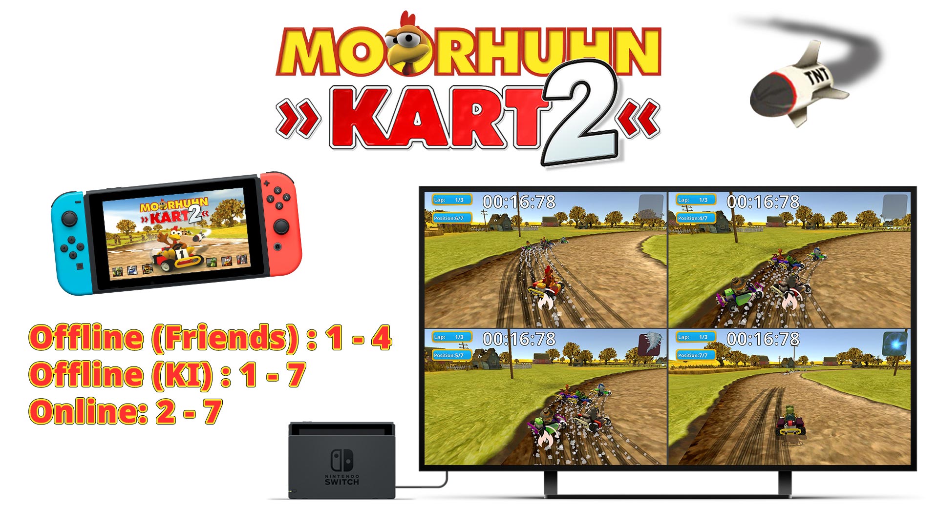 Moorhuhn Kart 2 Nintendo Switch Collage